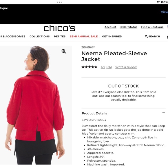 🛍️ SALE! CHICO’S Neema Red Jacket Sz L - Picture 4 of 13